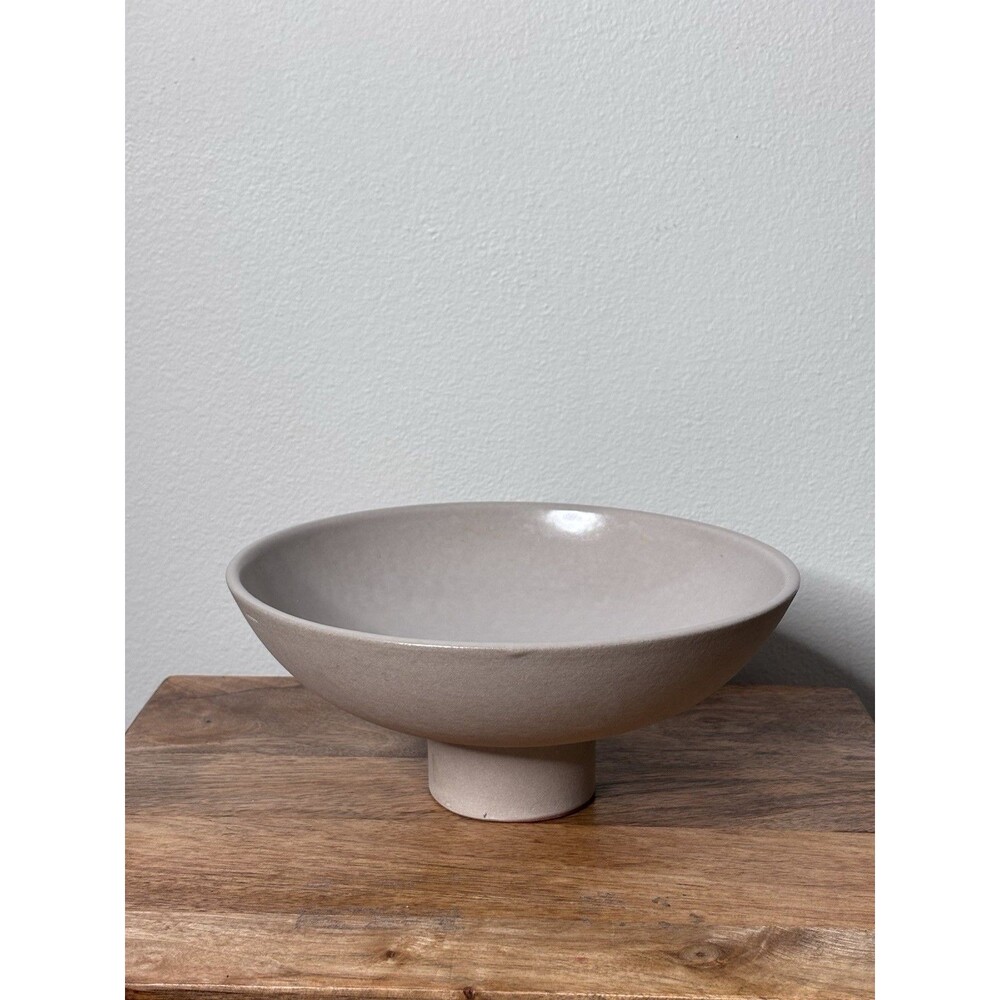 Leanne Ford Crate Barrel Pedestal Bowl Clay Modern Centerpiece Craft Shop Beige